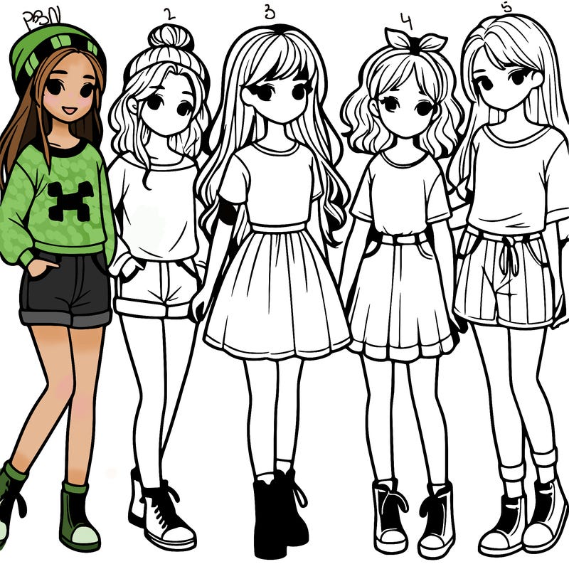 a group of five girls