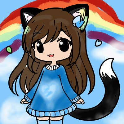 girl with cat ears and tail