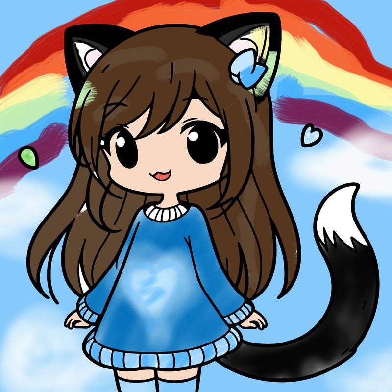 girl with cat ears and tail