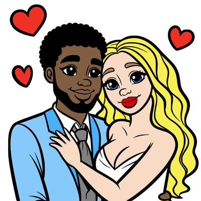 black man and white women in love realistic