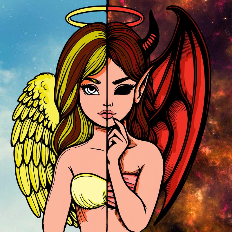 realistic angel half demon