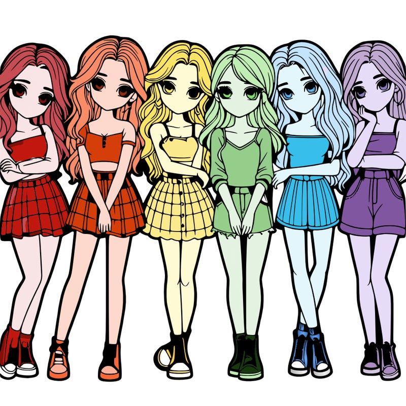 a group of girls realistic