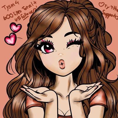 realistic girl winking and blowing a kiss while making heart hands