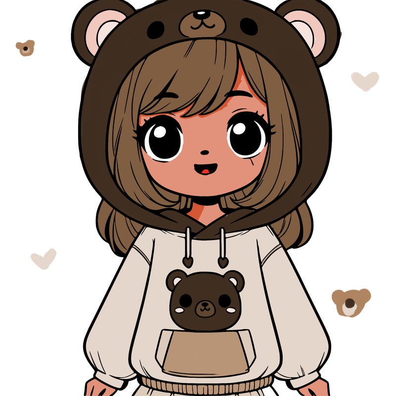 girl in cute bear hoodie
