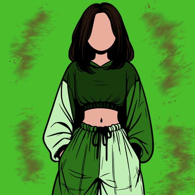 realistic girl faceless with baggy pants and a crop top