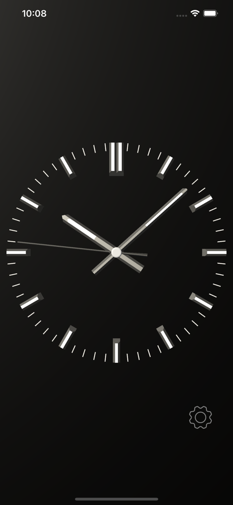 Ticktack Clock - Minimalist analog clock interface with a black background and white markers