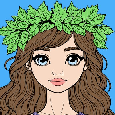 realistic girl with fall leaf crown