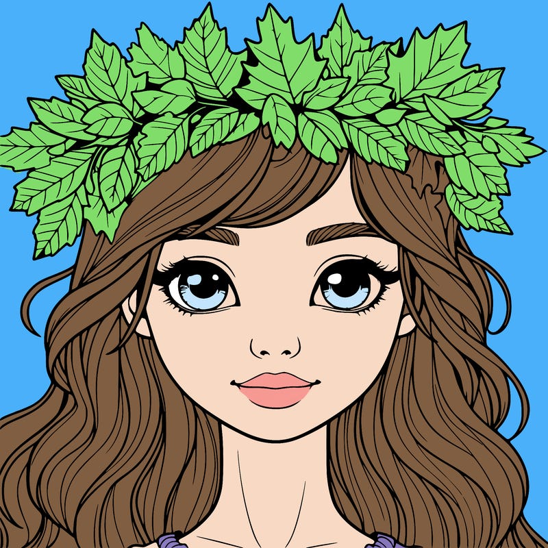 realistic girl with fall leaf crown
