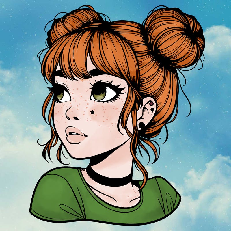 realistic girl with spacebuns