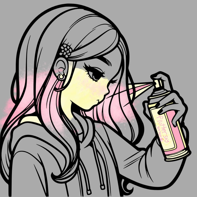 a realistic girl spray painting