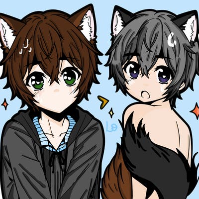 anime boy with wolf ears and tail