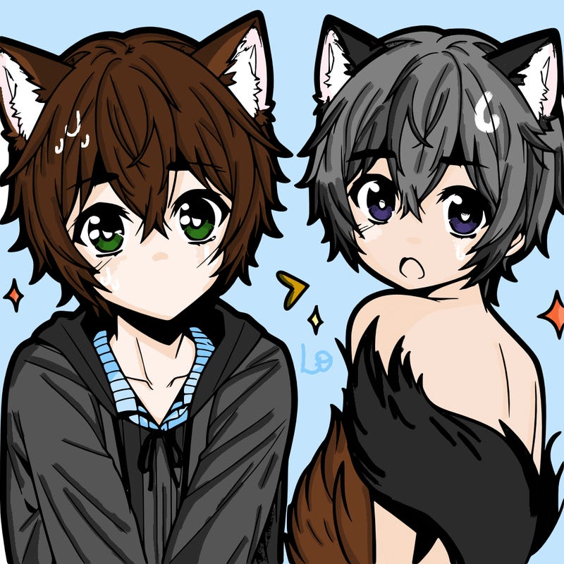 anime boy with wolf ears and tail