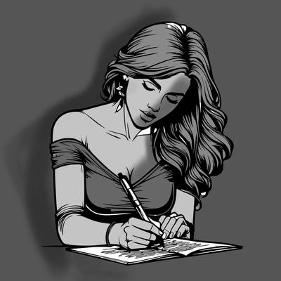 realistic female writing poetry