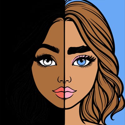 realistic girl split half