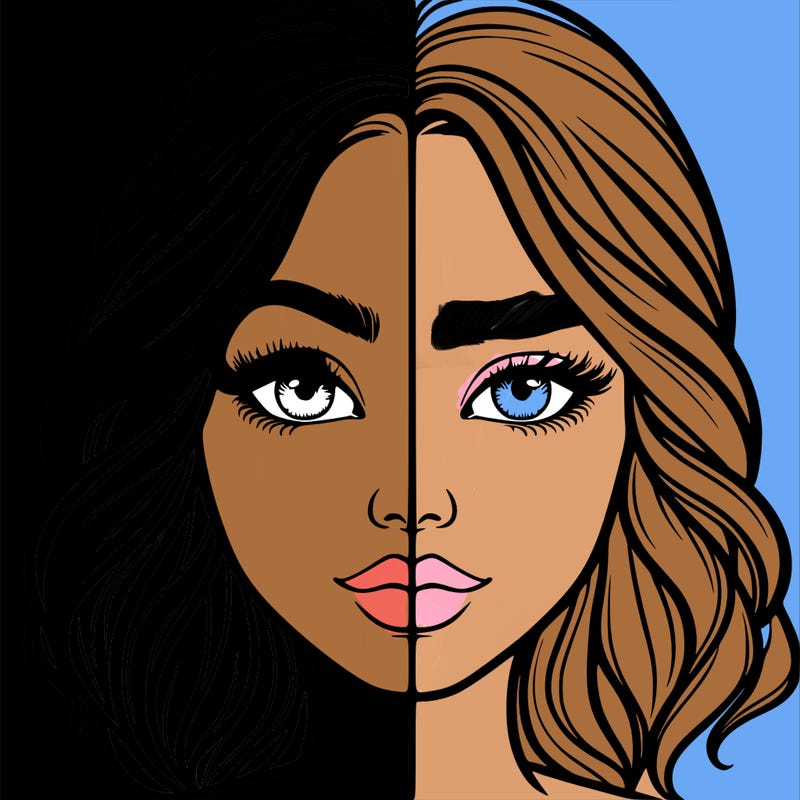 realistic girl split half