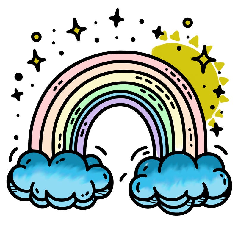 rainbow with clouds
