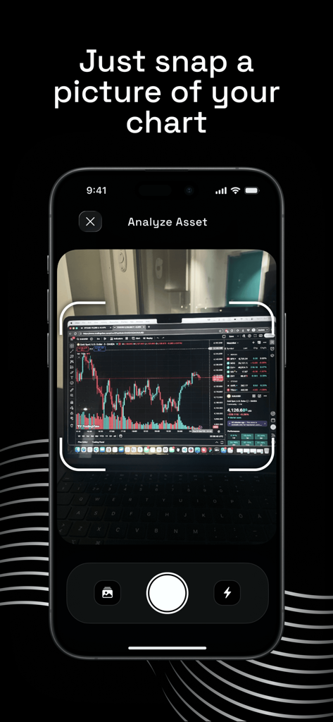 Profit AI app interface showing how to snap a picture of a trading chart for AI analysis
