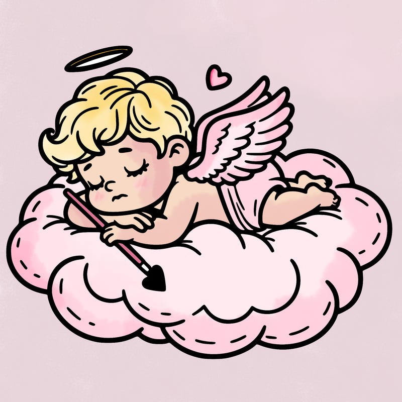 cupid asleep on a cloud