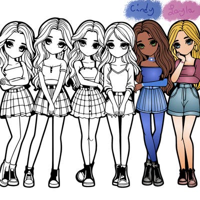 a group of girls realistic