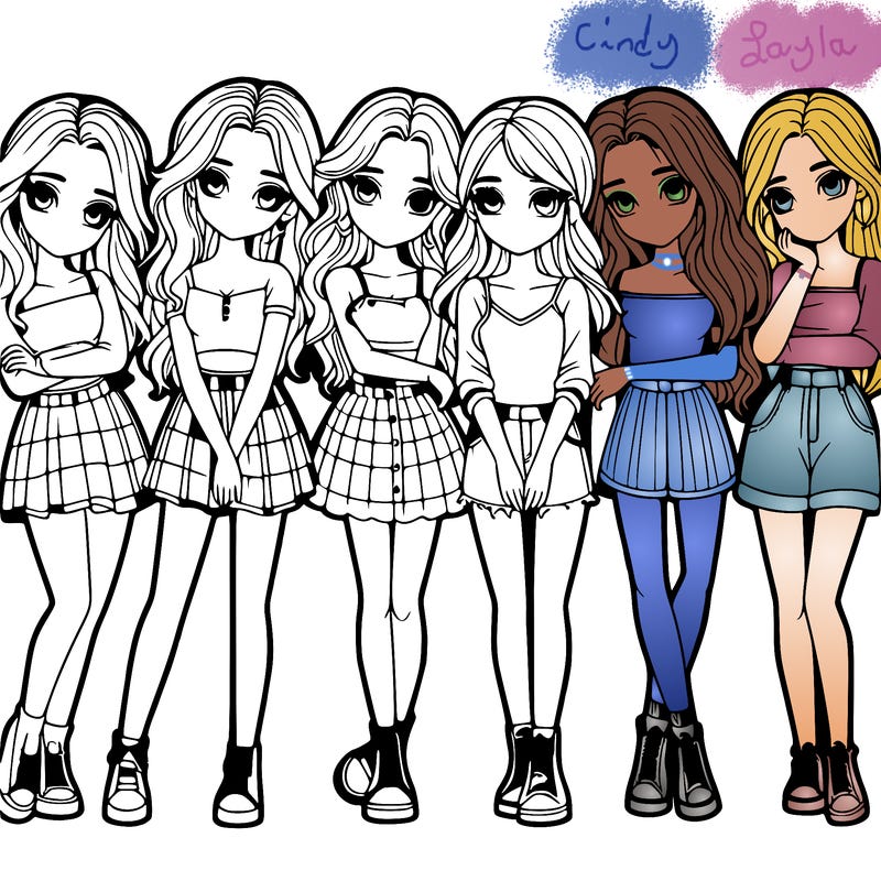 a group of girls realistic