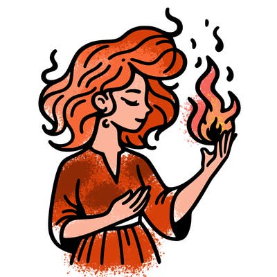 woman with fire