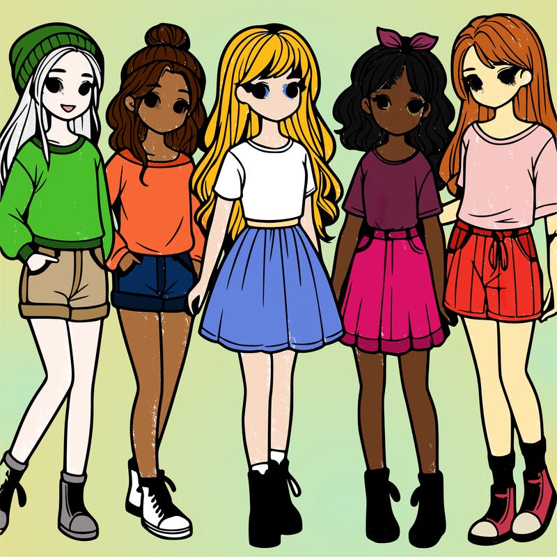 a group of five girls