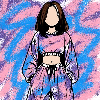 realistic girl faceless with baggy pants and a crop top