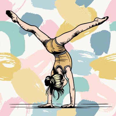realistic gymnastic hand stand girl in four splits