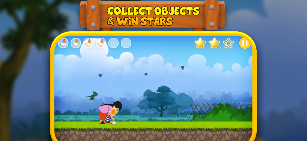 Meena picking up an object in the Meena Game to earn stars