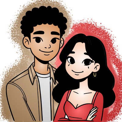 black woman and asian man couple