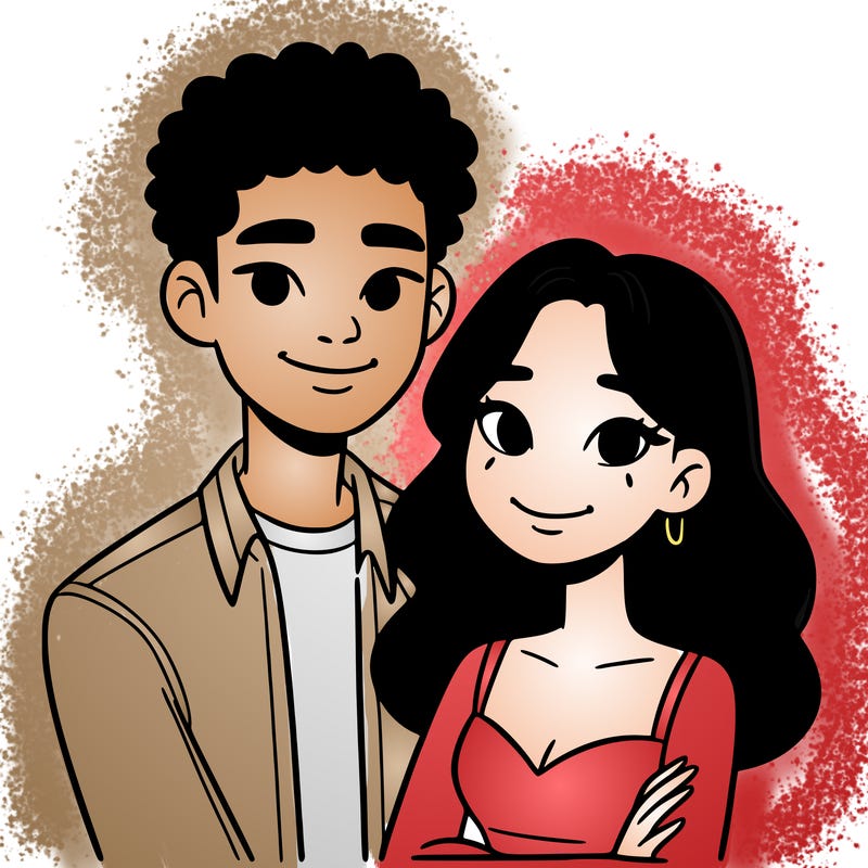 black woman and asian man couple