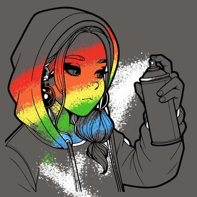 a realistic girl, spray painting