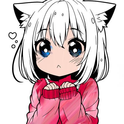 shy anime catgirl