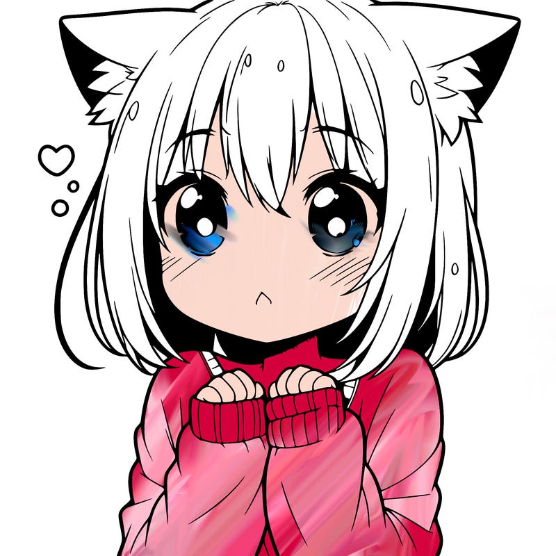 shy anime catgirl