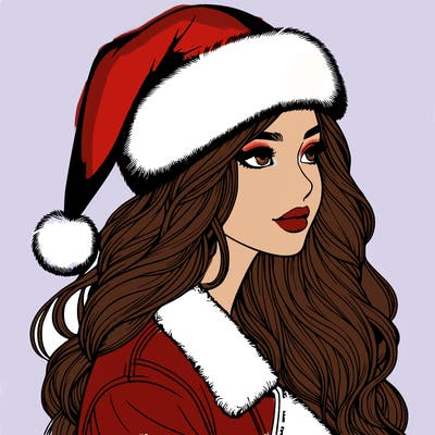 realistic girl in santa hat