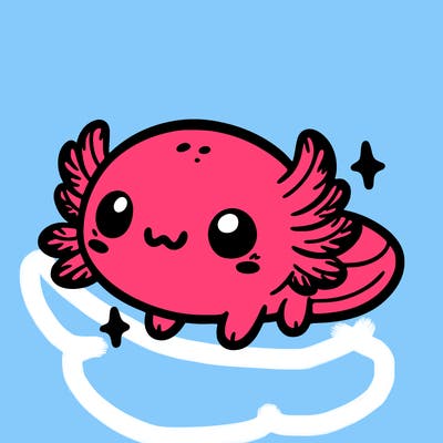 cute easy baby axolotl