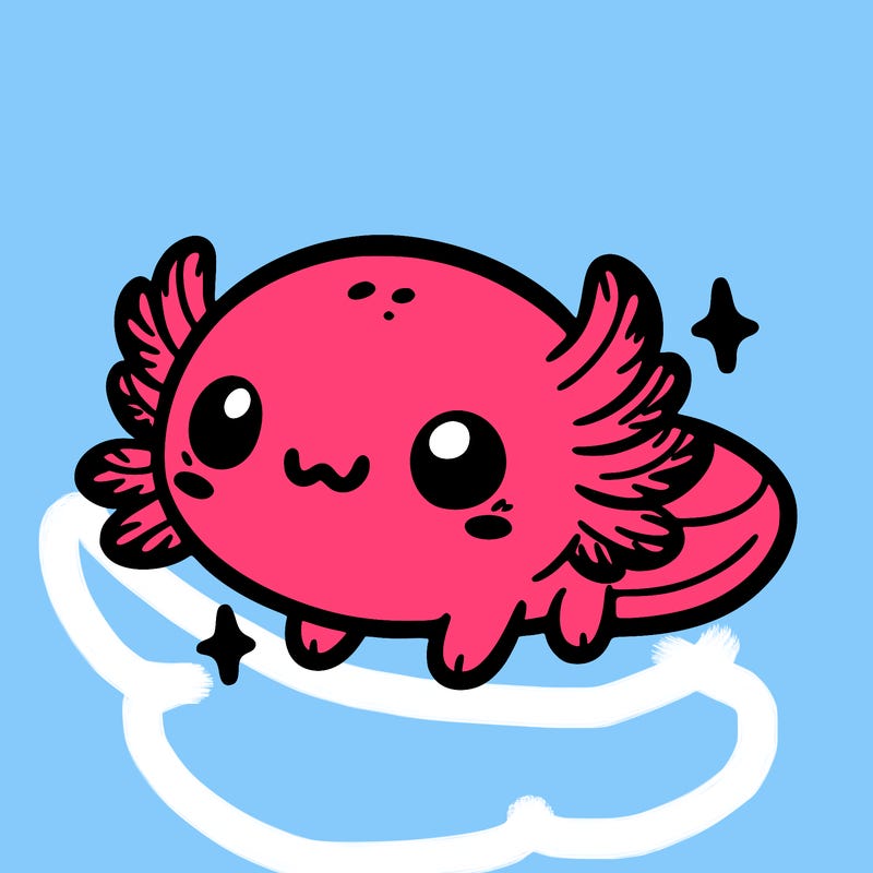 cute easy baby axolotl