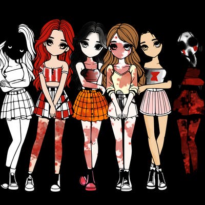 a group of girls realistic