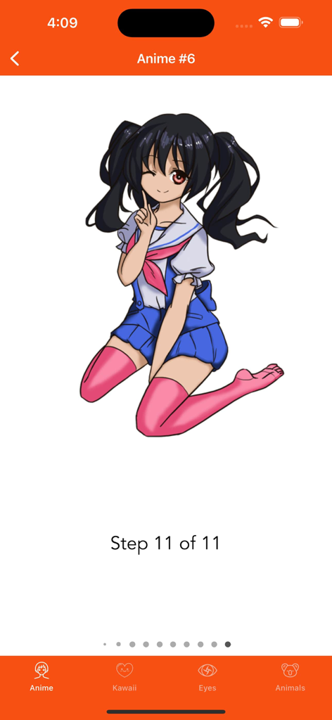 How To Draw Anime ⋆ - Completed drawing of an anime girl character in a school uniform