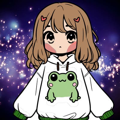 girl wearing frogging sweatshirt