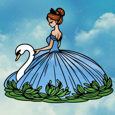 woman in gown with swan