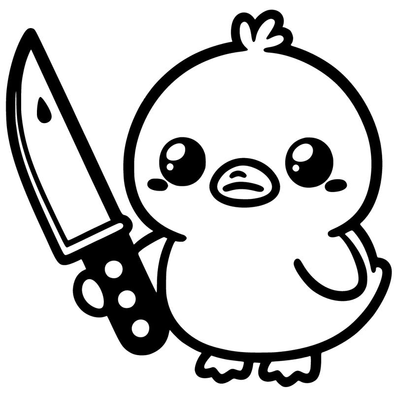 kawaii duck with knife