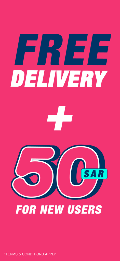 ToYou app promotional banner offering free delivery and 50 SAR credit for new users
