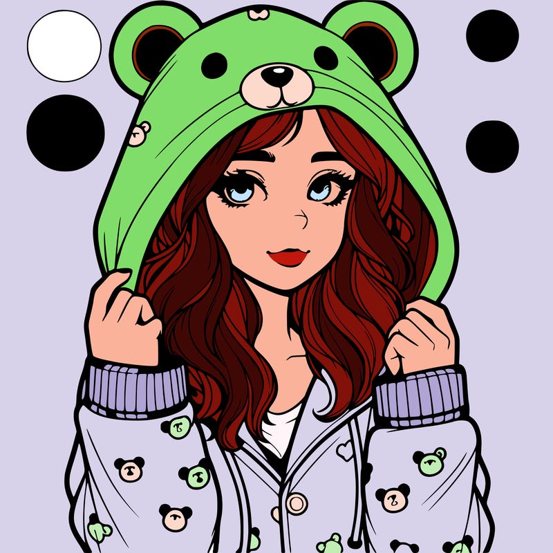 realistic girl in a animal pjs hoodie
