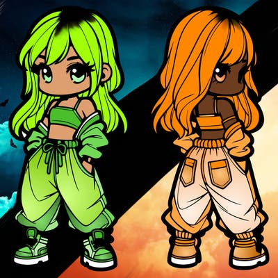 girl in crop top and baggy pants