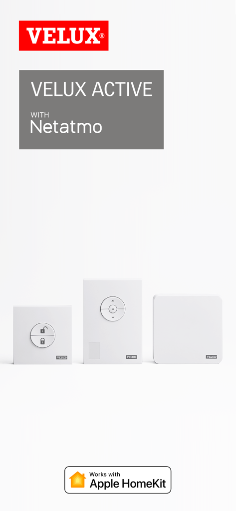 VELUX ACTIVE with NETATMO - VELUX ACTIVE with Netatmo smart home hardware components including remotes and sensors with Apple HomeKit compatibility