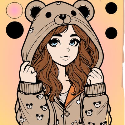realistic girl in a animal pjs hoodie