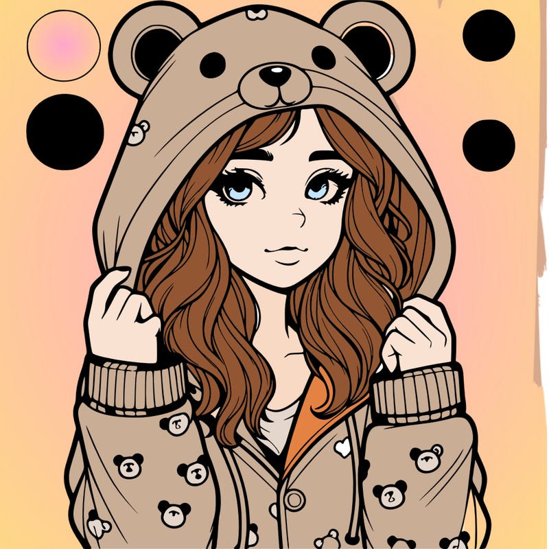 realistic girl in a animal pjs hoodie