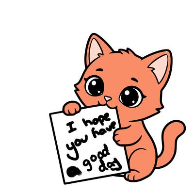 a small cat with a blank sheet of paper in its hand. the cat is sooooooo cute!