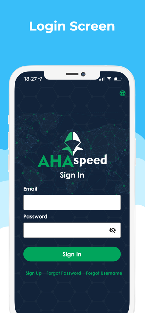 AHAspeed VPN - Fast & Secure - AHAspeed VPN mobile app sign in screen with email and password fields